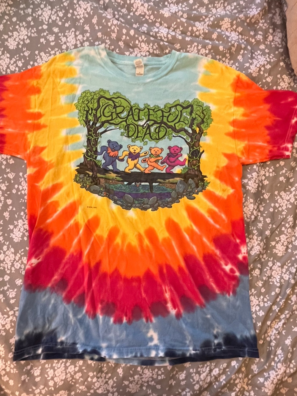 Grateful Dead Tie-Dye Dancing Bears Short Sleeve Tee - Multicolor
